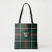 Kerstbos Groen Rood Plaid Monogram Tote Bag (Voorkant)