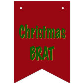 Kerstbos groene vleermuis op goud en rood vlaggetjes (Eerste vlag)