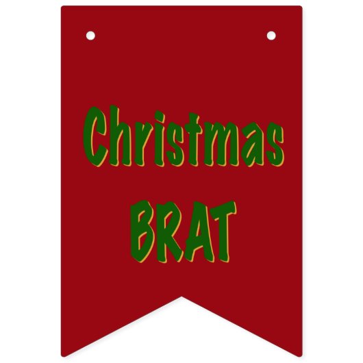 Kerstbos groene vleermuis op goud en rood vlaggetjes (Derde vlag)