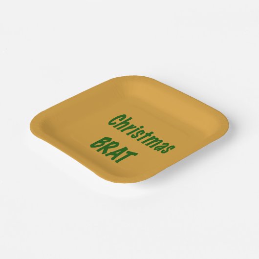 Kerstbos groene vleermuis op goud papieren bordje (Gebogen)