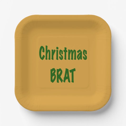 Kerstbos groene vleermuis op goud papieren bordje (Voorkant)