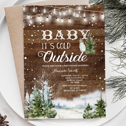 Kerstbos Het is koud buiten Baby shower Kaart