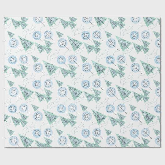 Kerstbos, kerstbomen, bomen, sneeuw cadeaupapier (Vlak)