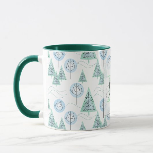 Kerstbos, kerstbomen, bomen, sneeuw mok (Links)