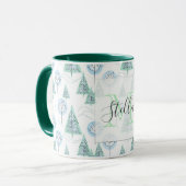Kerstbos, kerstbomen, bomen, sneeuw mok (Voorkant links)