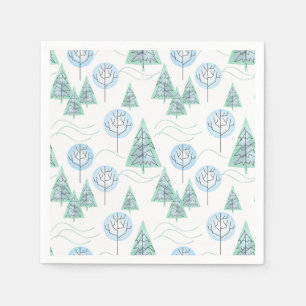 Kerstbos, kerstbomen, bomen, sneeuw servet