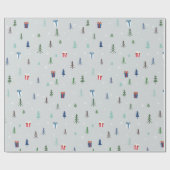 Kerstbos met cadeaus, bomen en sneeuw cadeaupapier (Vlak)