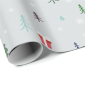 Kerstbos met cadeaus, bomen en sneeuw cadeaupapier (Rol Hoek)