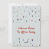 Kerstbos met cadeaus, bomen en sneeuw feestdagenkaart (Achterkant)