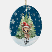 KERSTBOS RENDIER KERAMISCH ORNAMENT (Rechts)