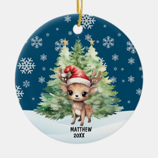 KERSTBOS RENDIER KERAMISCH ORNAMENT (Voorkant)