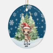 KERSTBOS RENDIER KERAMISCH ORNAMENT (Links)