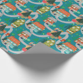 Kerstbos Stekeldieren Blauwgroen Cadeaupapier (Hoek)