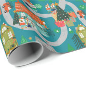Kerstbos Stekeldieren Blauwgroen Cadeaupapier (Rol Hoek)