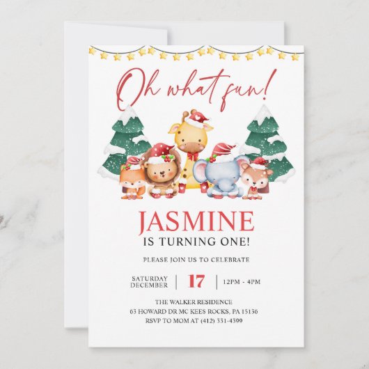 Kerstbos Winter Birthday Kaart (Voorkant)