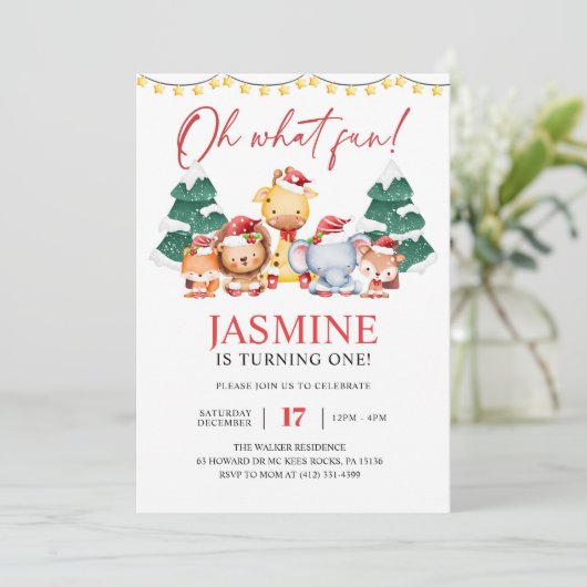 Kerstbos Winter Birthday Kaart (Staand voorkant)