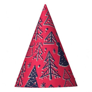 Kerstbos: Wintersilhouet behang. Feesthoedjes