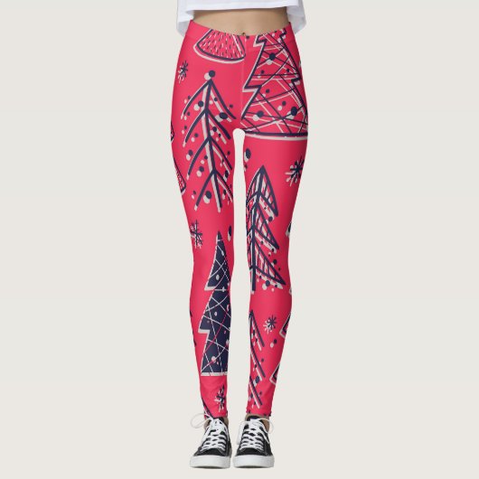 Kerstbos: Wintersilhouet behang. Leggings (Voorkant)