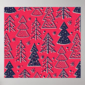 Kerstbos: Wintersilhouet behang. Poster (Voorkant)