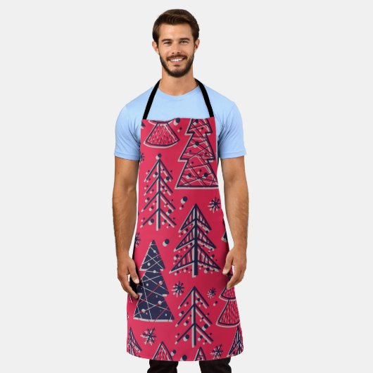 Kerstbos: Wintersilhouet behang. Schort (Gedragen)