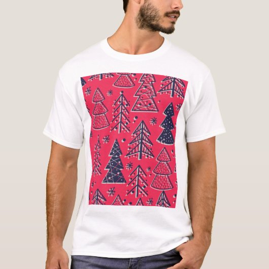 Kerstbos: Wintersilhouet behang. T-shirt (Voorkant)