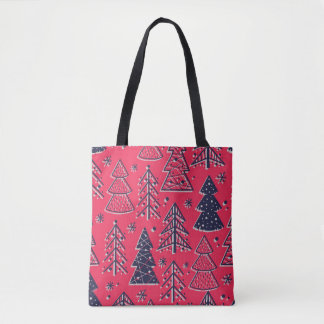 Kerstbos: Wintersilhouet behang. Tote Bag