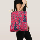 Kerstbos: Wintersilhouet behang. Tote Bag (Dichtbij)