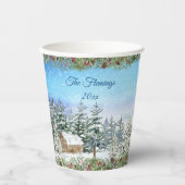 Kerstbos WinterWaterverf Papieren Bekers (Voorkant)