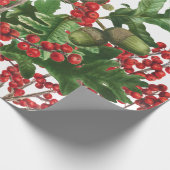 kerstbosbessen met feestbessen op de Evergreen Cadeaupapier (Hoek)