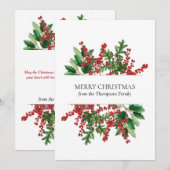 kerstbosbessen met feestbessen op de Evergreen Feestdagenkaart (Voorkant / Achterkant)