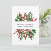 kerstbosbessen met feestbessen op de Evergreen Feestdagenkaart (Staand voorkant)
