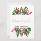 kerstbosbessen met feestbessen op de Evergreen Feestdagenkaart (Achterkant)
