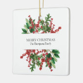 kerstbosbessen met feestbessen op de Evergreen Keramisch Ornament (Links)