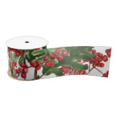 kerstbosbessen met feestbessen op de Evergreen Satijnen Lint (Spoel)