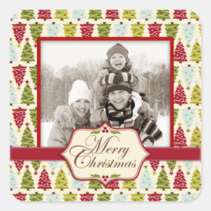 Kerstbosfoto-sticker Vierkante Sticker