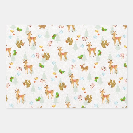 Kerstbosgebieden Wrapping Paper Flat White (Voorkant)
