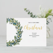 Kerstbosjes met grote Waterverf en goudolie Folie Feestdagenkaart (Staand Voorkant)