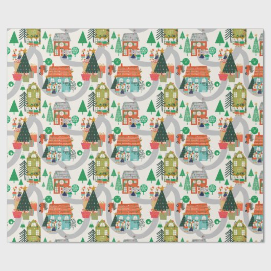 Kerstbosland Cute Animals Cadeaupapier (Vlak)