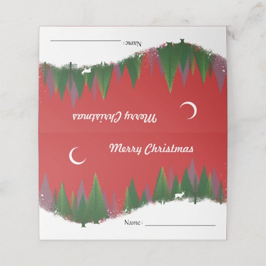 kerstBossen Scene Escort Kaart Plaatskaartje (Buitenkant ongevouwen)