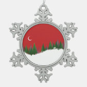 KerstBossen Scene Pewter Ornament (Voorkant)