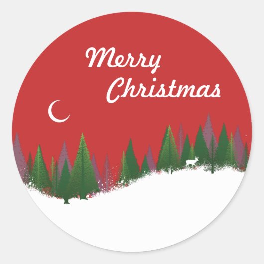 kerstBossen Scene Round Sticker (Voorkant)
