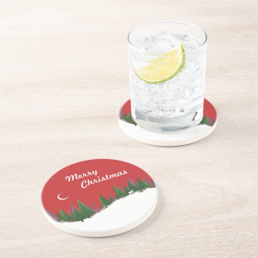 kerstBossen Scene Sandstone Onderzetter (Zijkant)