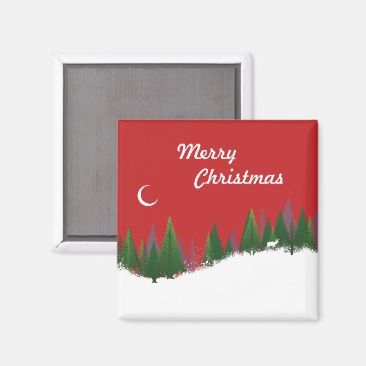 KerstBossen Scene Square Magnet (Voorkant / Achterkant)
