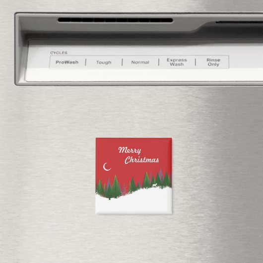 KerstBossen Scene Square Magnet (Insitu (Vaatwasser))