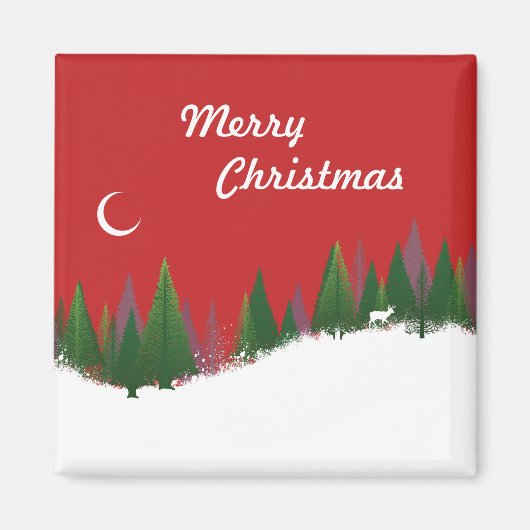 KerstBossen Scene Square Magnet (Voorkant)
