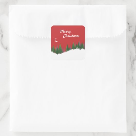 KerstBossen Scene Square Stickers (Tas)