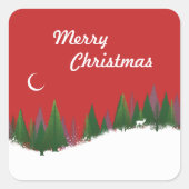 KerstBossen Scene Square Stickers (Voorkant)