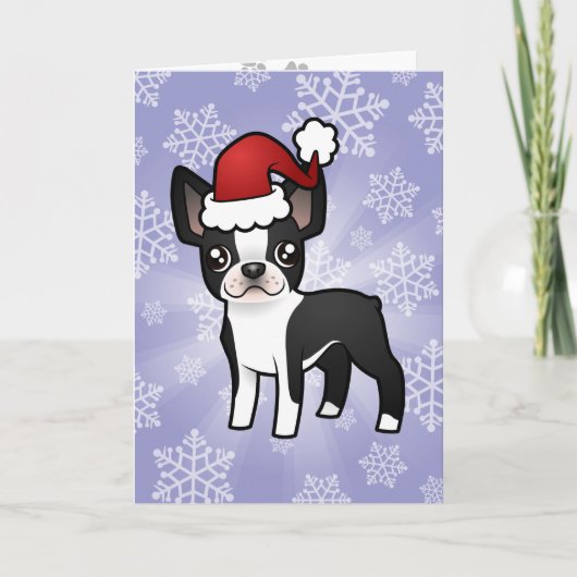 KerstBoston Terrier Feestdagen Kaart (Voorkant)