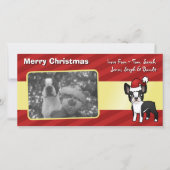 KerstBoston Terrier Feestdagenkaart (Voorkant)