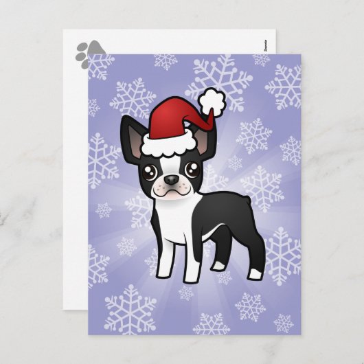 KerstBoston Terrier Feestdagenkaart (Voorkant / Achterkant)